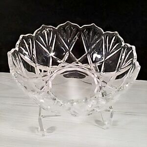 Vintage Mikasa Roxborough Round Scalloped Crystal Serving Bowl